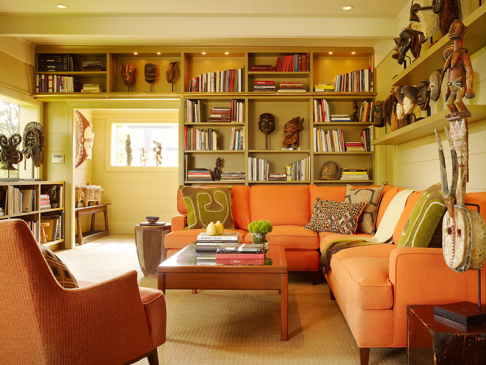 Design ideas for an eclectic living room in San Francisco with a reading nook.