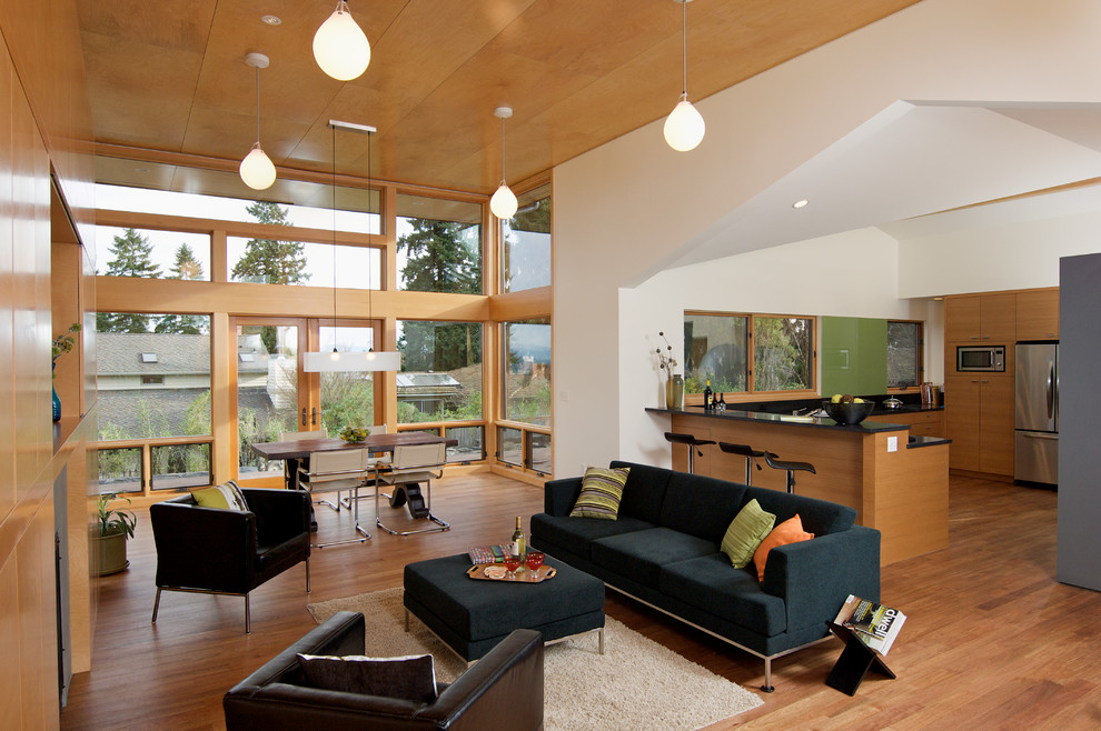 Design ideas for a modern living room in Seattle.
