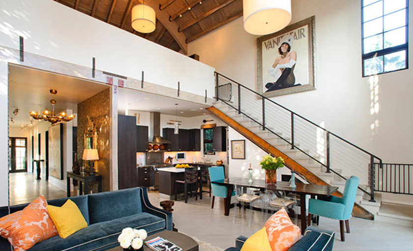 Living room - mid-sized industrial loft-style living room idea in Los Angeles