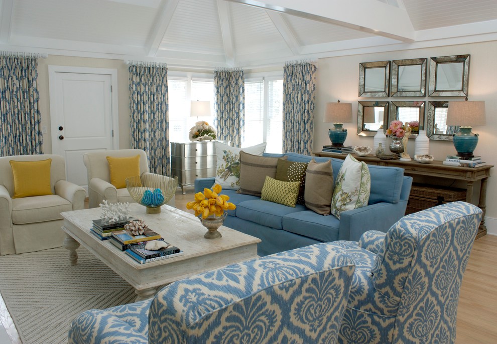 Elegant enclosed light wood floor living room photo in Los Angeles