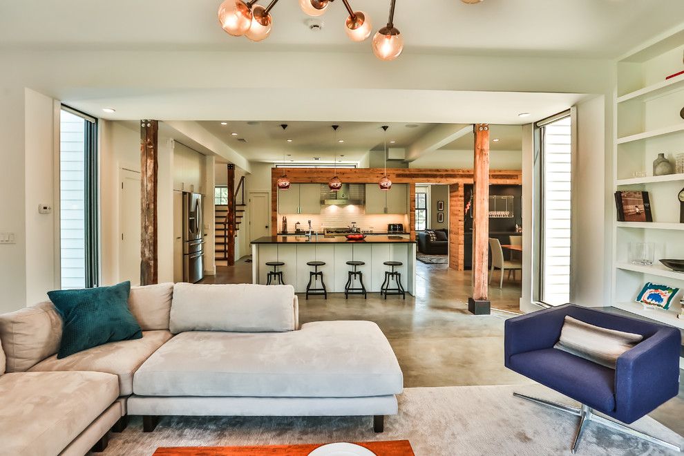 Saratoga Carriage House Adaptive Reuse Contemporary Living Room