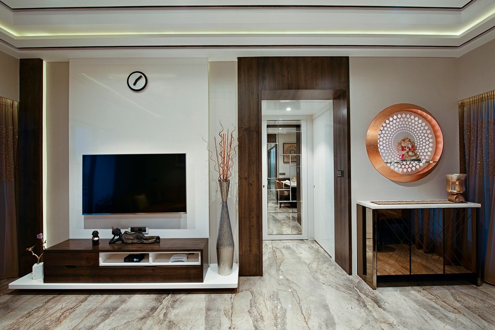 Example of a minimalist living room design in Mumbai