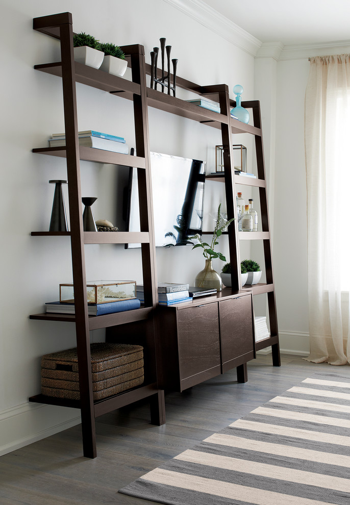 Sawyer Mocha Leaning Media Stand With, Crate And Barrel Ladder Bookcase