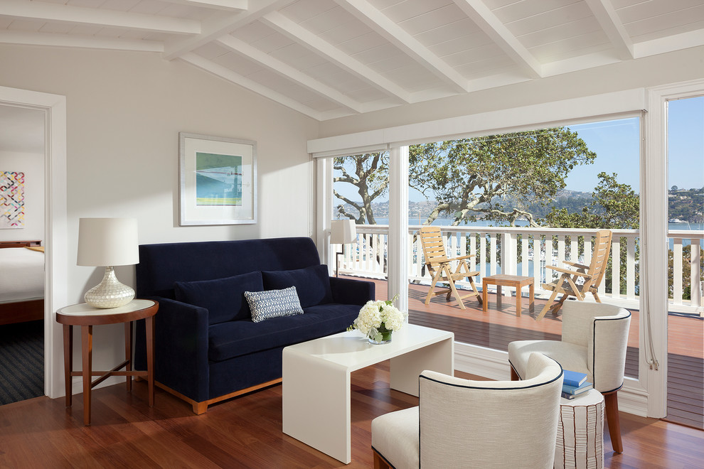 Photo of a beach style formal living room in Burlington with grey walls and medium hardwood flooring.