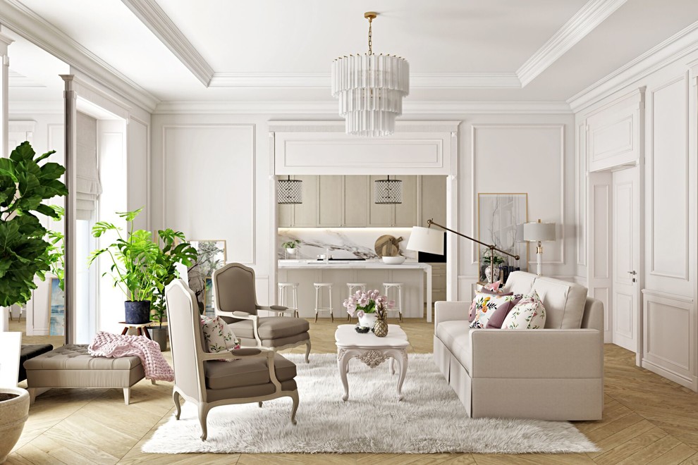 Inspiration for a shabby-chic style living room remodel in Montreal