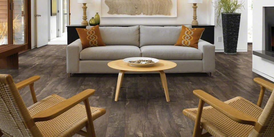 Example of a mid-sized trendy enclosed vinyl floor living room design in San Francisco