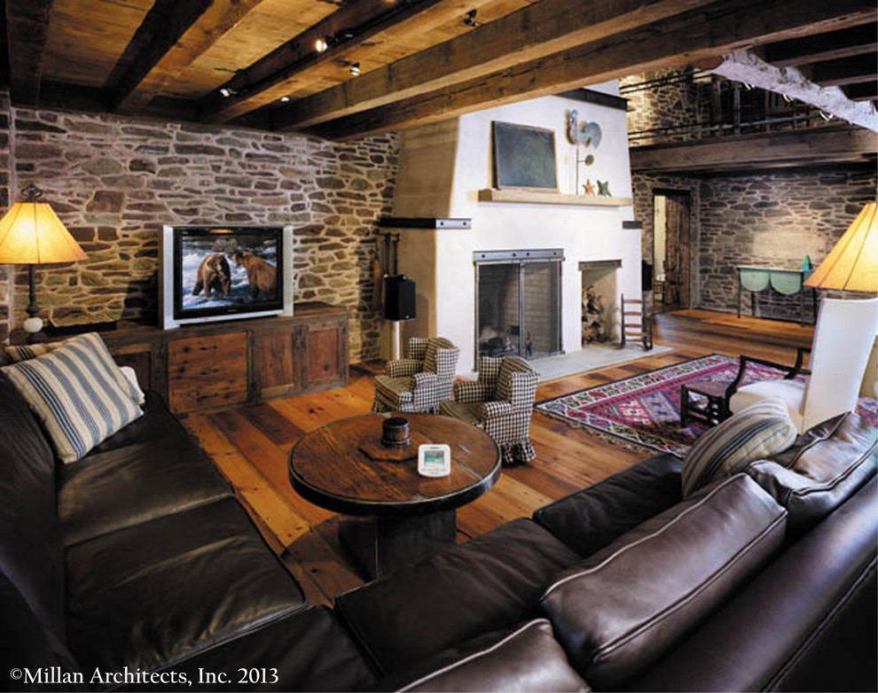 Photo of a farmhouse living room in Philadelphia.