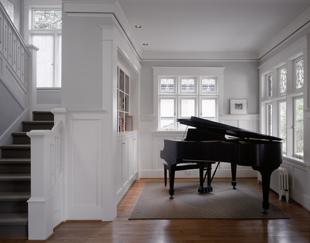 Inspiration for a small timeless living room remodel in Seattle with a music area