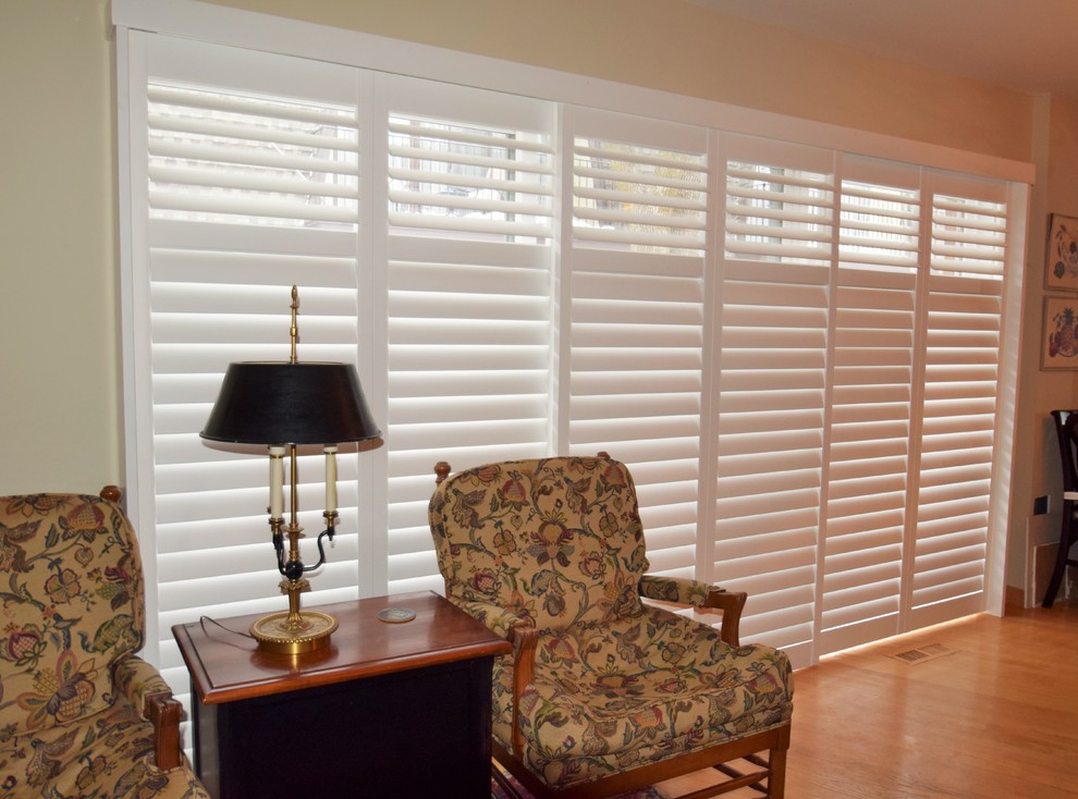 Shutters for Patio Door in Glenview, IL Traditional Living Room