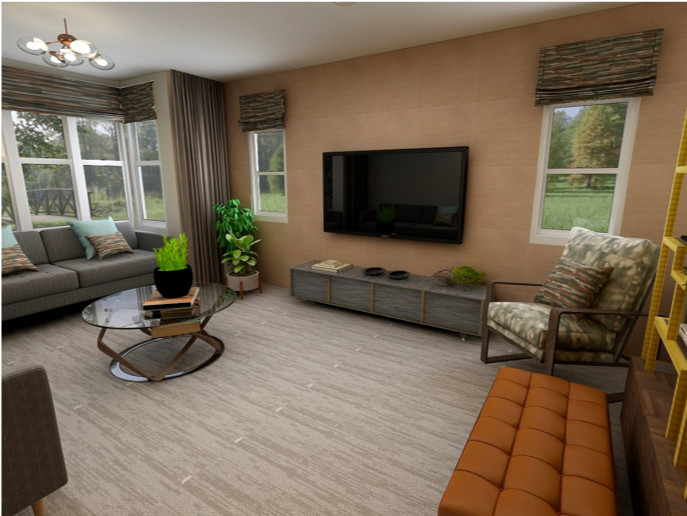 Example of a mid-sized trendy living room design in Hampshire