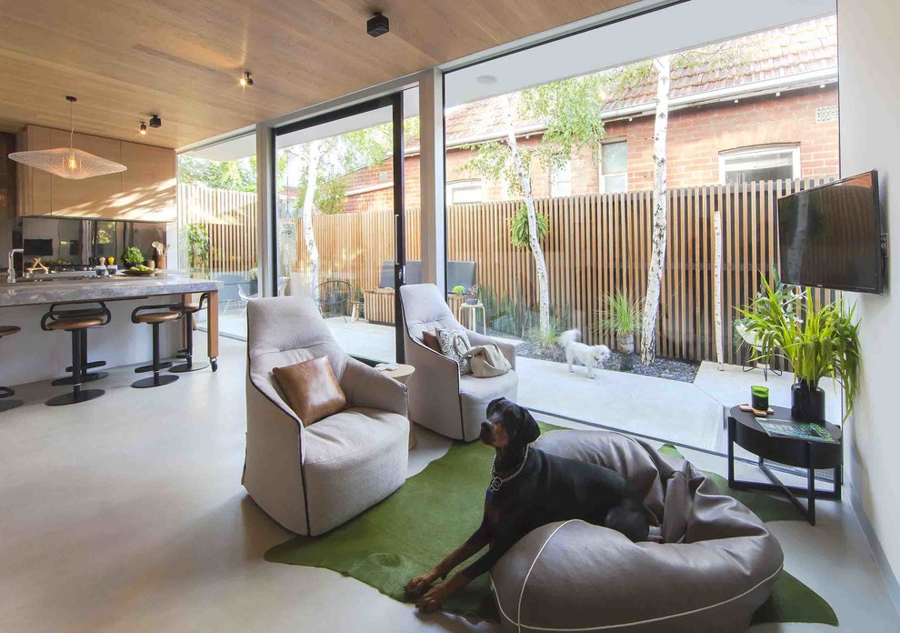 Inspiration for a contemporary living room remodel in Melbourne