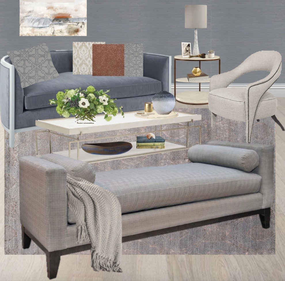 Sleek and Tonal Living Room Transitional Living Room New York