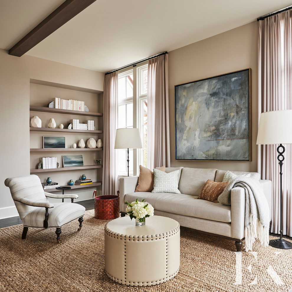 Inspiration for an expansive traditional formal living room in Chicago with beige walls.