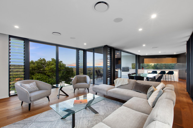 Sloping Block Challenge Contemporary Living Room Sunshine Coast 