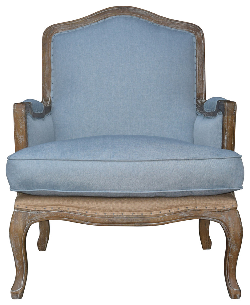 SMATHER'S BEACH LOUNGE CHAIR BLUE LINEN Beach Style Living Room