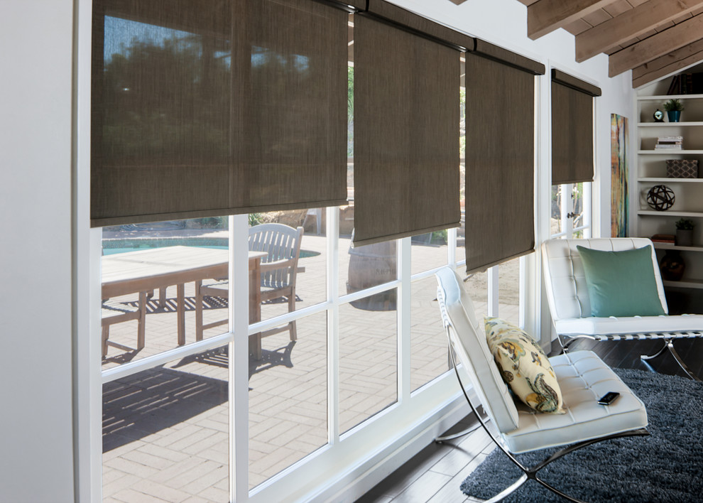 Smith & Noble Roller Shades Living Room Los Angeles by Smith