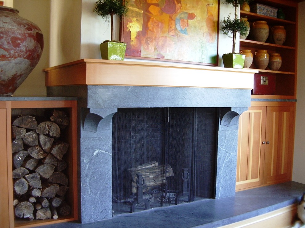 Soapstone Fireplace Craftsman Living Room Portland by Conrad