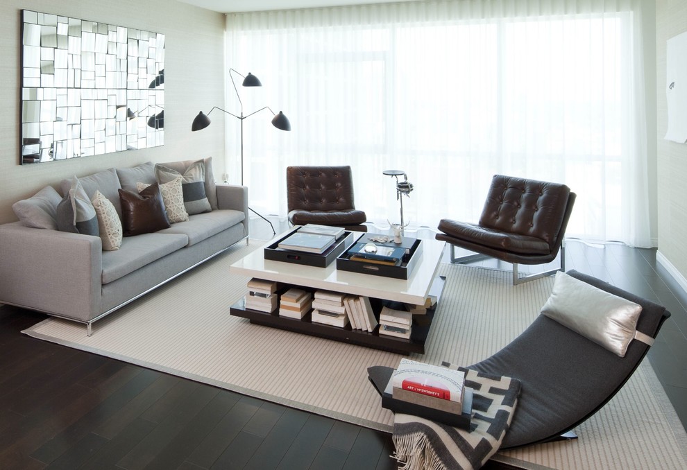 Inspiration for a large modern living room remodel in Los Angeles with beige walls
