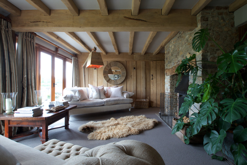 Example of a mountain style living room design in London