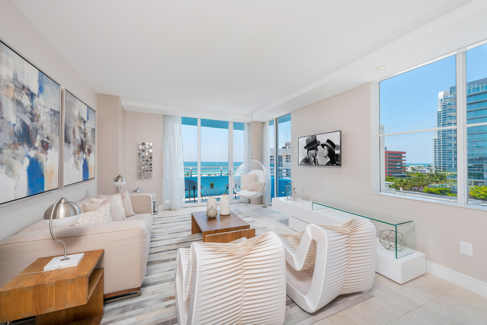 View of South Beach Penthouse - Contemporary - Living Room - Miami - by Sire ...