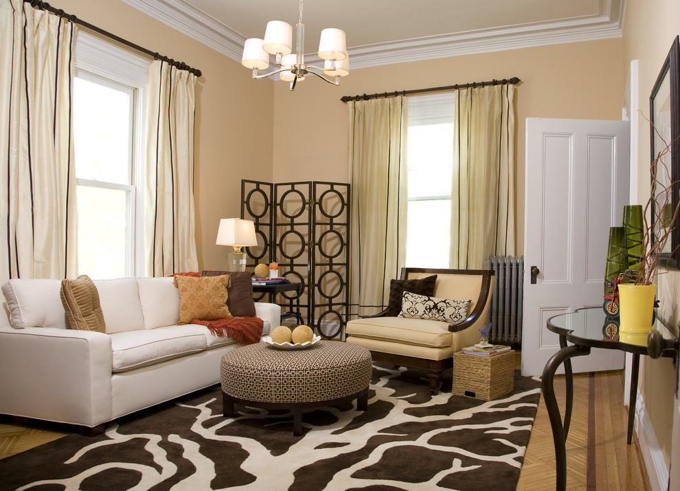 Inspiration for a transitional enclosed living room remodel in Boston