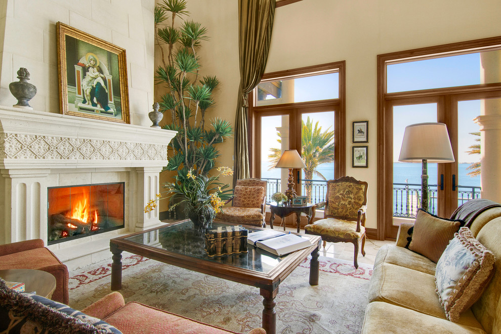 Inspiration for a mediterranean living room remodel in Tampa