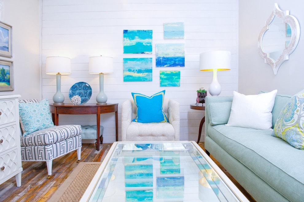 Inspiration for a mid-sized contemporary living room remodel in Baltimore with white walls