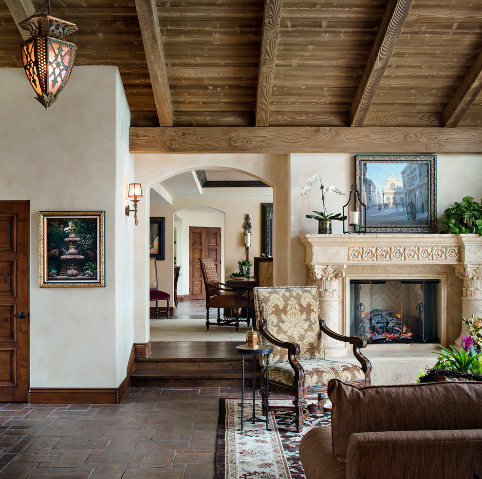 Spanish Home in Rancho Santa Fe - Mediterranean - Living Room - San ...