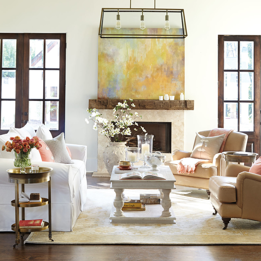 Inspiration for an eclectic formal and enclosed living room remodel in Atlanta with gray walls and a standard fireplace