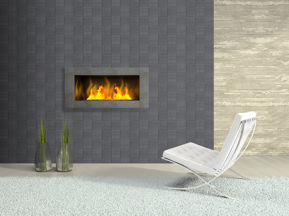 Immagine di un soggiorno minimalista con pareti multicolore