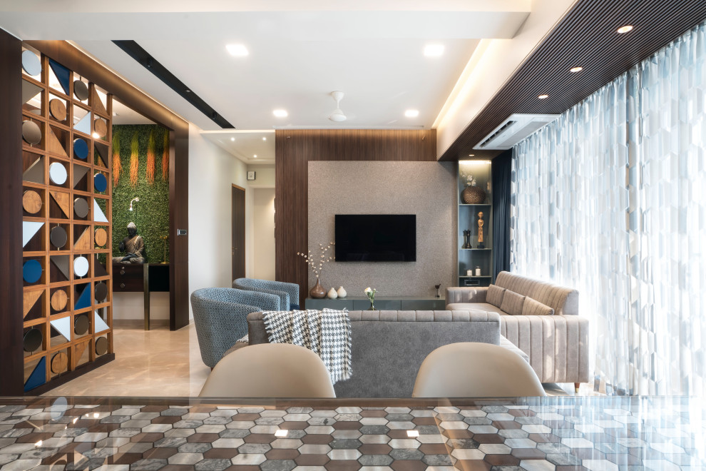 This is an example of a contemporary living room in Mumbai.