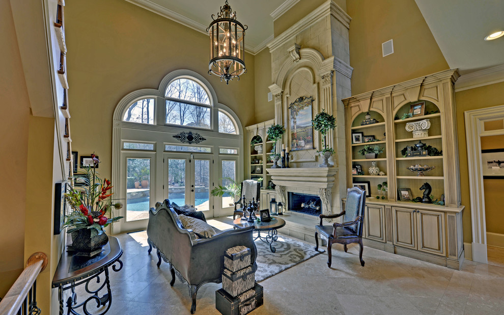 Example of a tuscan living room design in Atlanta