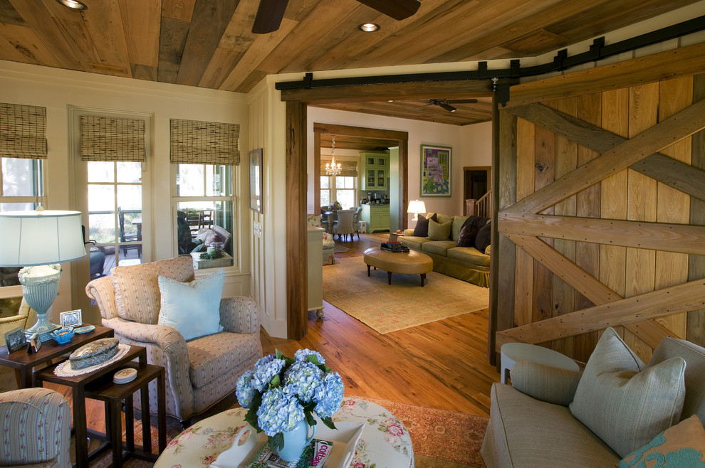 Example of a mountain style enclosed living room design in Atlanta
