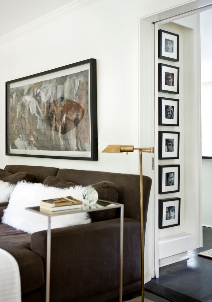 Living room - contemporary living room idea in Atlanta with white walls