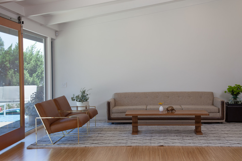 Living room - mid-century modern living room idea in Los Angeles