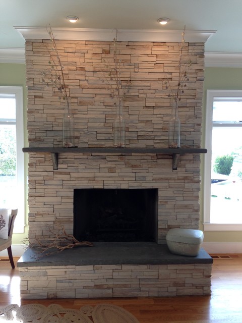 Stone Fireplace Ledgestone W Stone Slab Mantle And Hearth Traditional Living Room Charlotte By Master Stone Design Llc