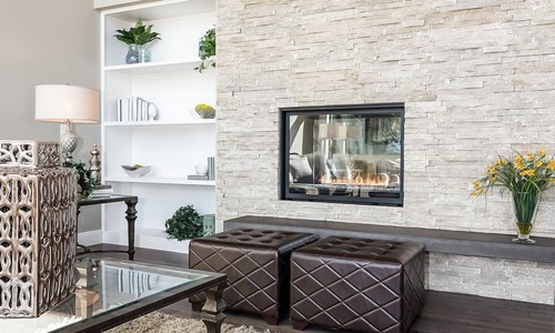Living Room Faux stone Wall Panelling