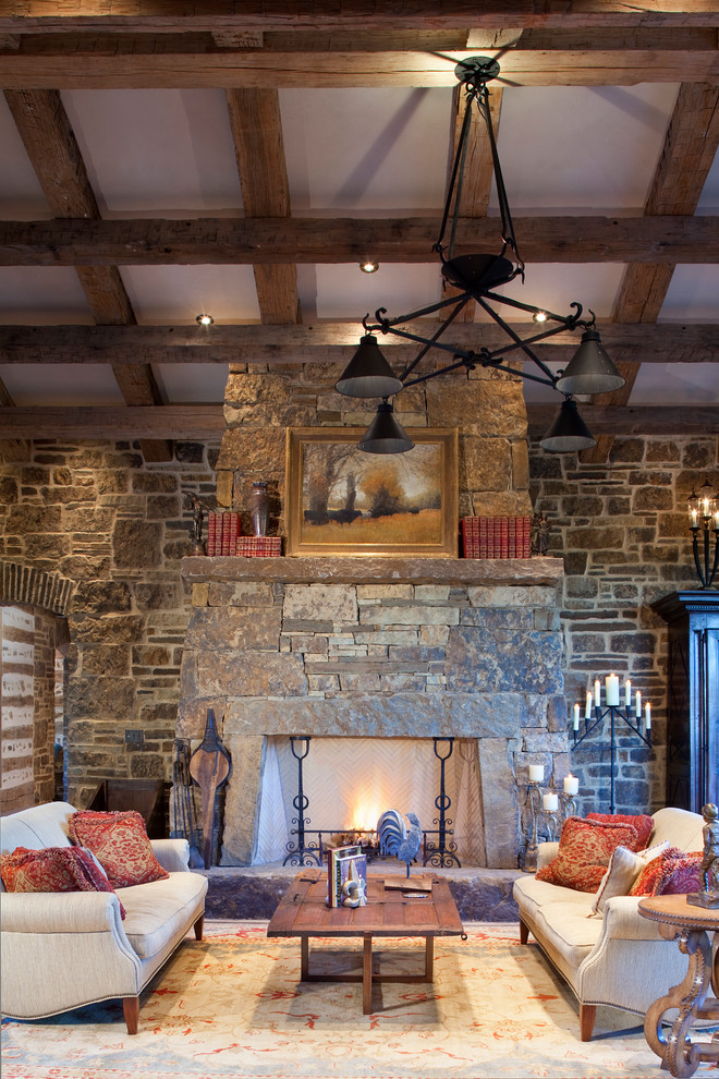Inspiration for a rustic living room remodel in Austin
