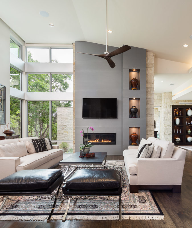 Design ideas for a contemporary living room in Austin.