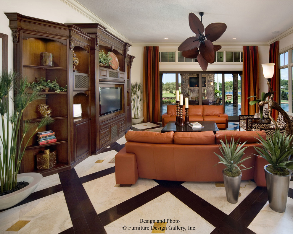 Living room - tropical living room idea in Orlando
