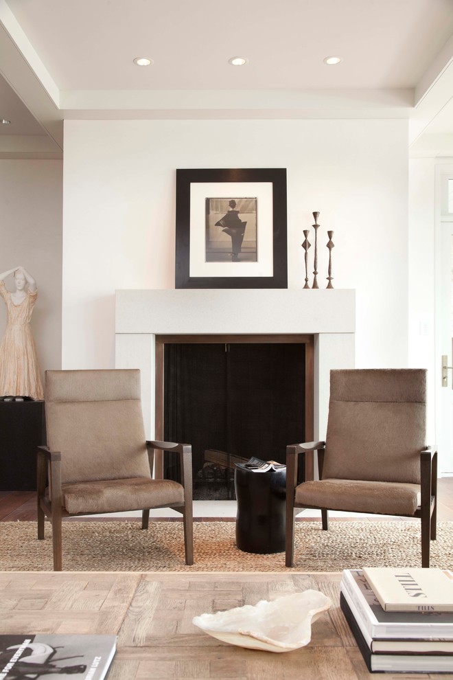 Transitional formal living room photo in Minneapolis with white walls and a standard fireplace