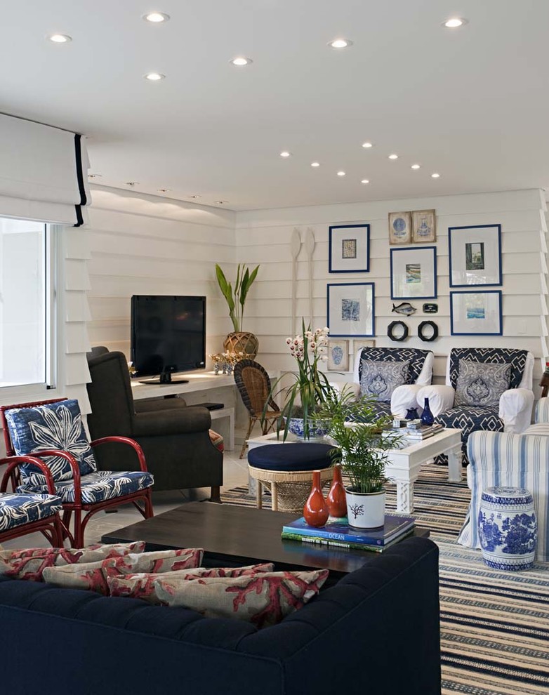 Design ideas for a coastal living room in Other.
