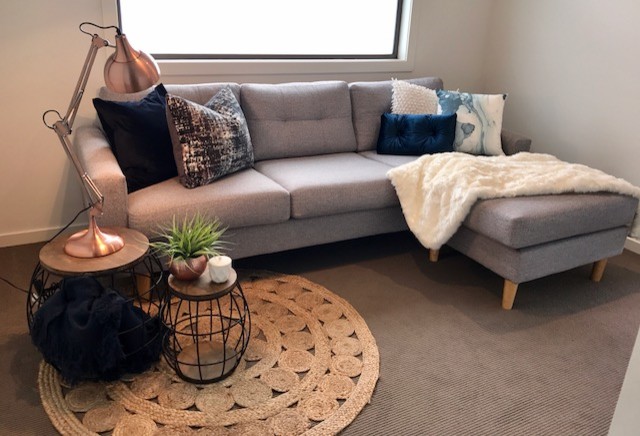 Step into a stunning modern living room featuring a unique dual-color ... - Waterproof Minimalist Living Room Decor Inspiration