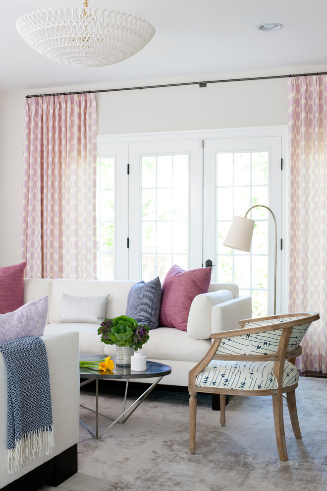 Inspiration for a transitional living room remodel in DC Metro with beige walls