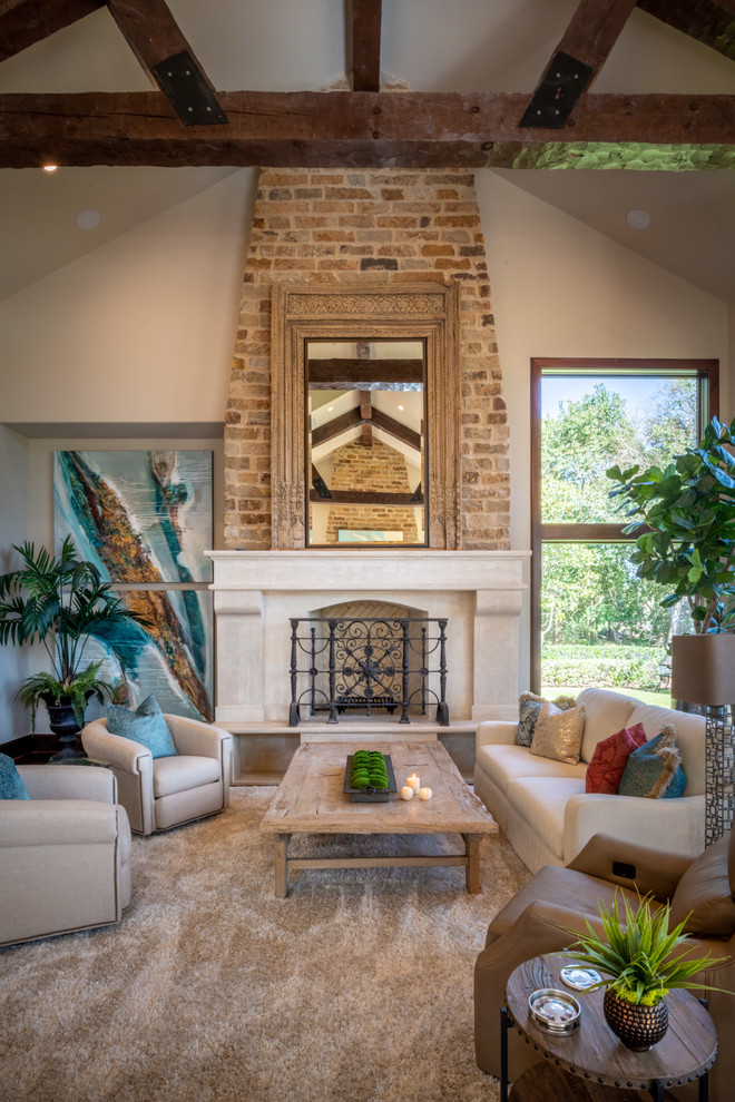 Photo of a rustic living room in Houston.