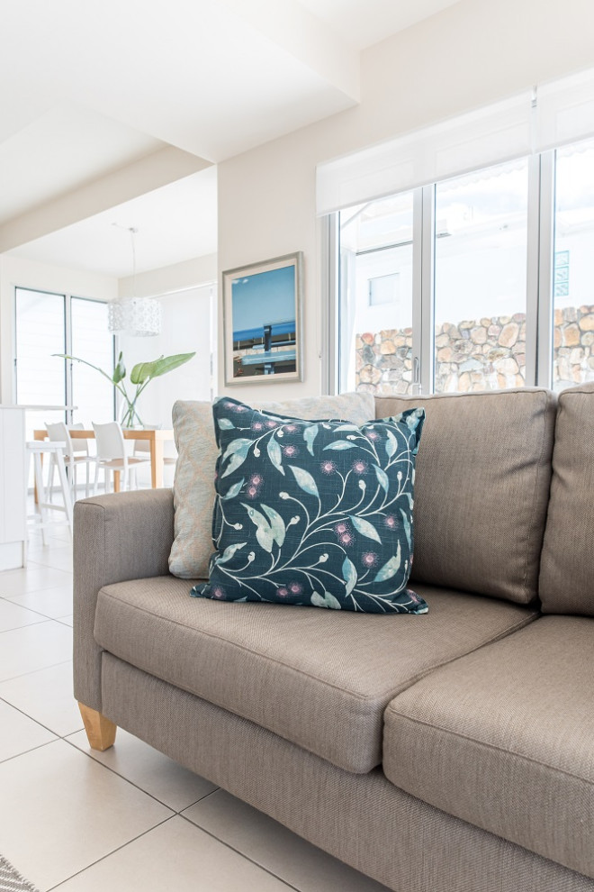 Design ideas for a small coastal open plan living room in Sunshine Coast.