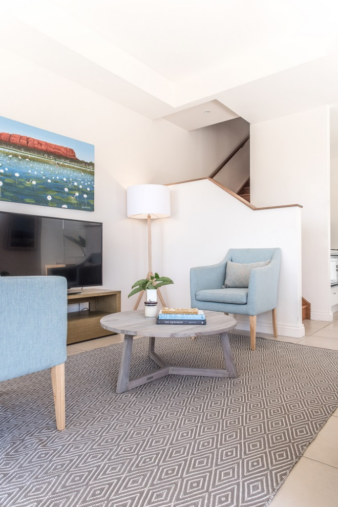 Living room - small coastal open concept living room idea in Sunshine Coast