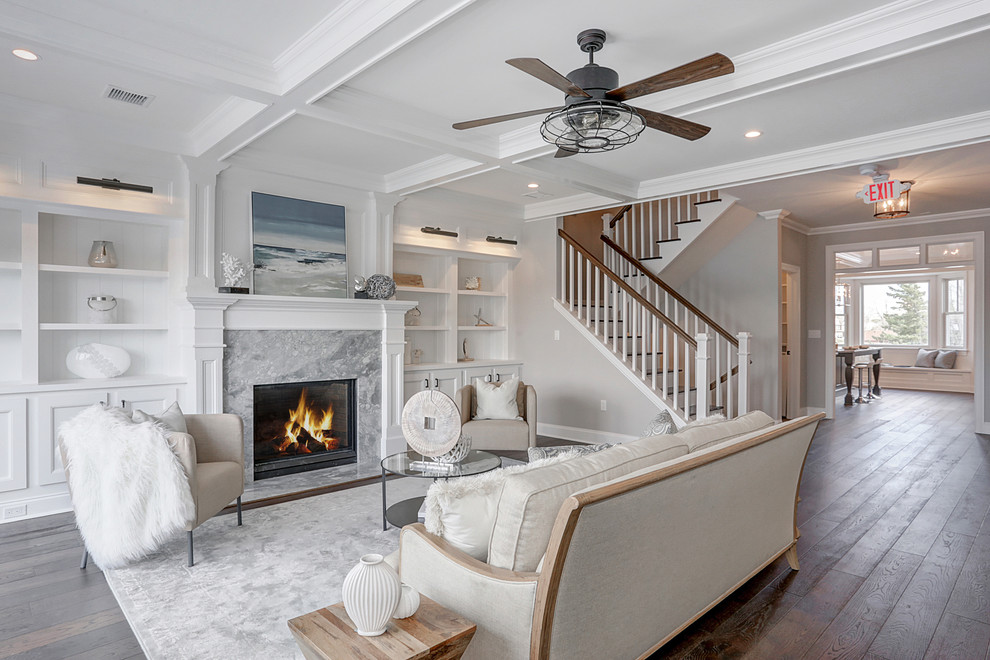Example of a beach style living room design in New York
