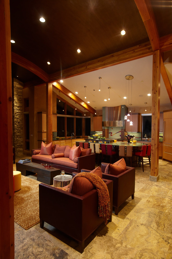 Photo of a contemporary open plan living room in Minneapolis.