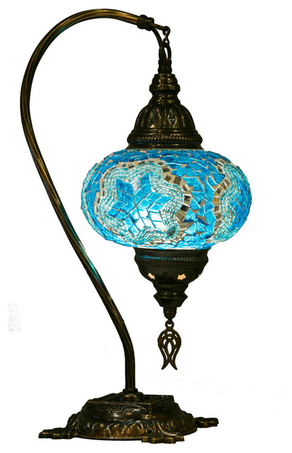 Swan Neck Turkish Moroccan Handmade Mosaic Table Bedside Desk Lamp